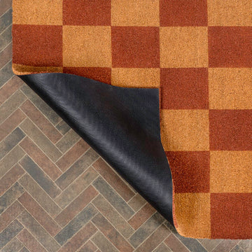 Porter Classic Farmhouse Checkered Coir Area Rug